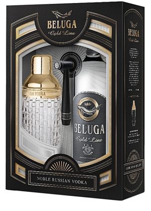 BELUGA GOLD + LEATHER CASE +SHAKER 40% 0.700L